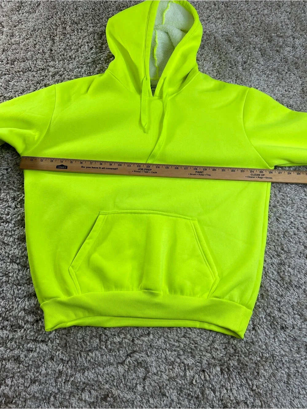 Men's Neon Yellow Crewneck Hoodie - Bright High-Visibility Pullover